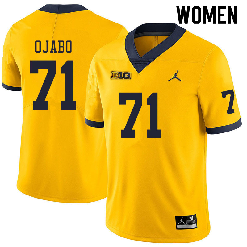 Women #71 David Ojabo Michigan Wolverines College Football Jerseys Sale-Yellow